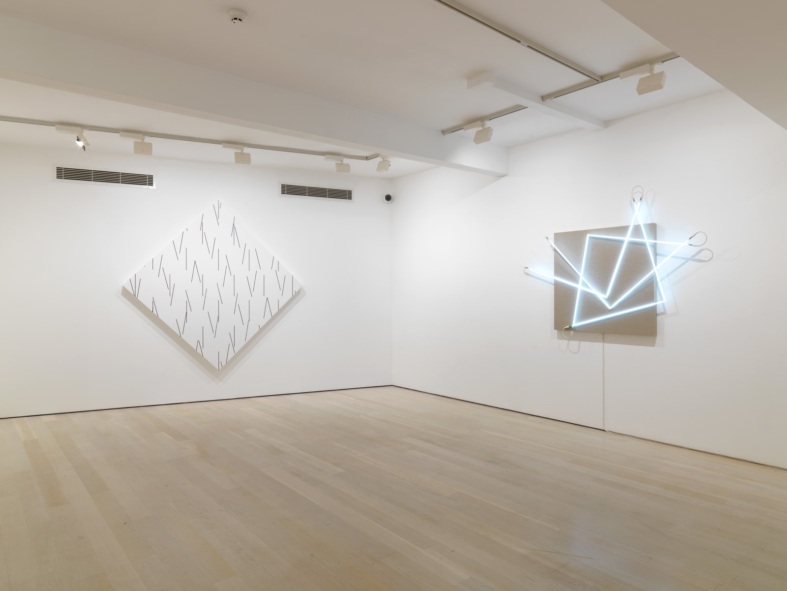 installation photo of François Morellet exhibition at Annely Juda Fine Art, London, 2024