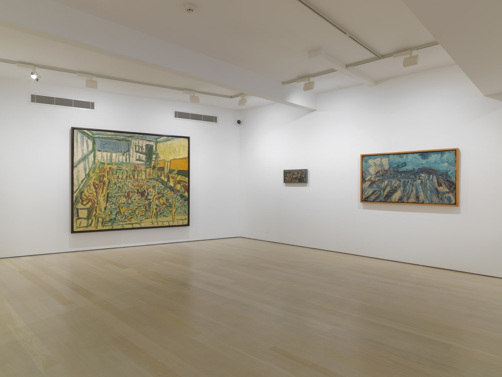 installation shot of the exhibition Leon Kossoff: A Life in Painting at Annely Juda Fine Art 2021