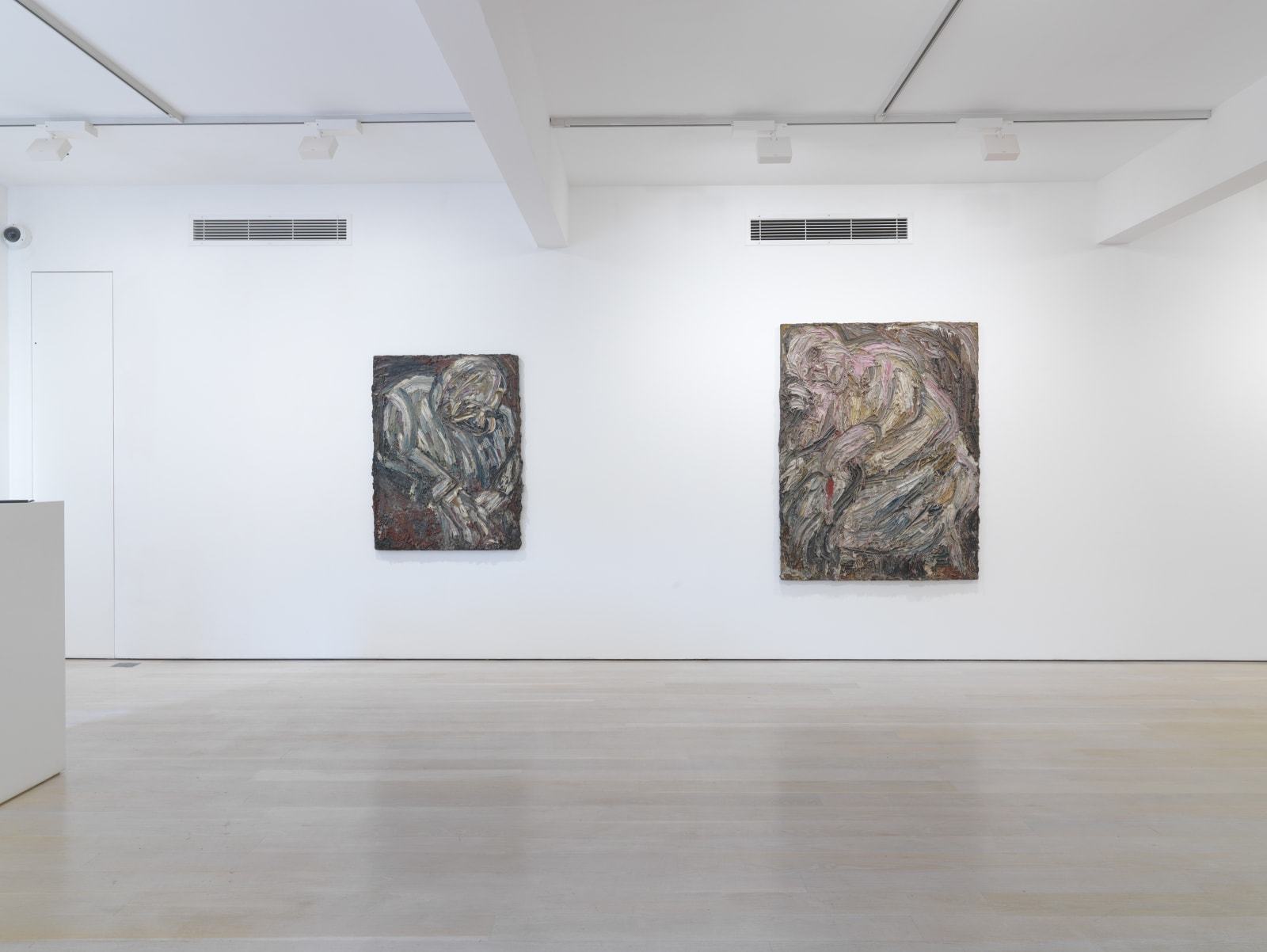 installation shot of the exhibition Leon Kossoff: A Life in Painting at Annely Juda Fine Art 2021