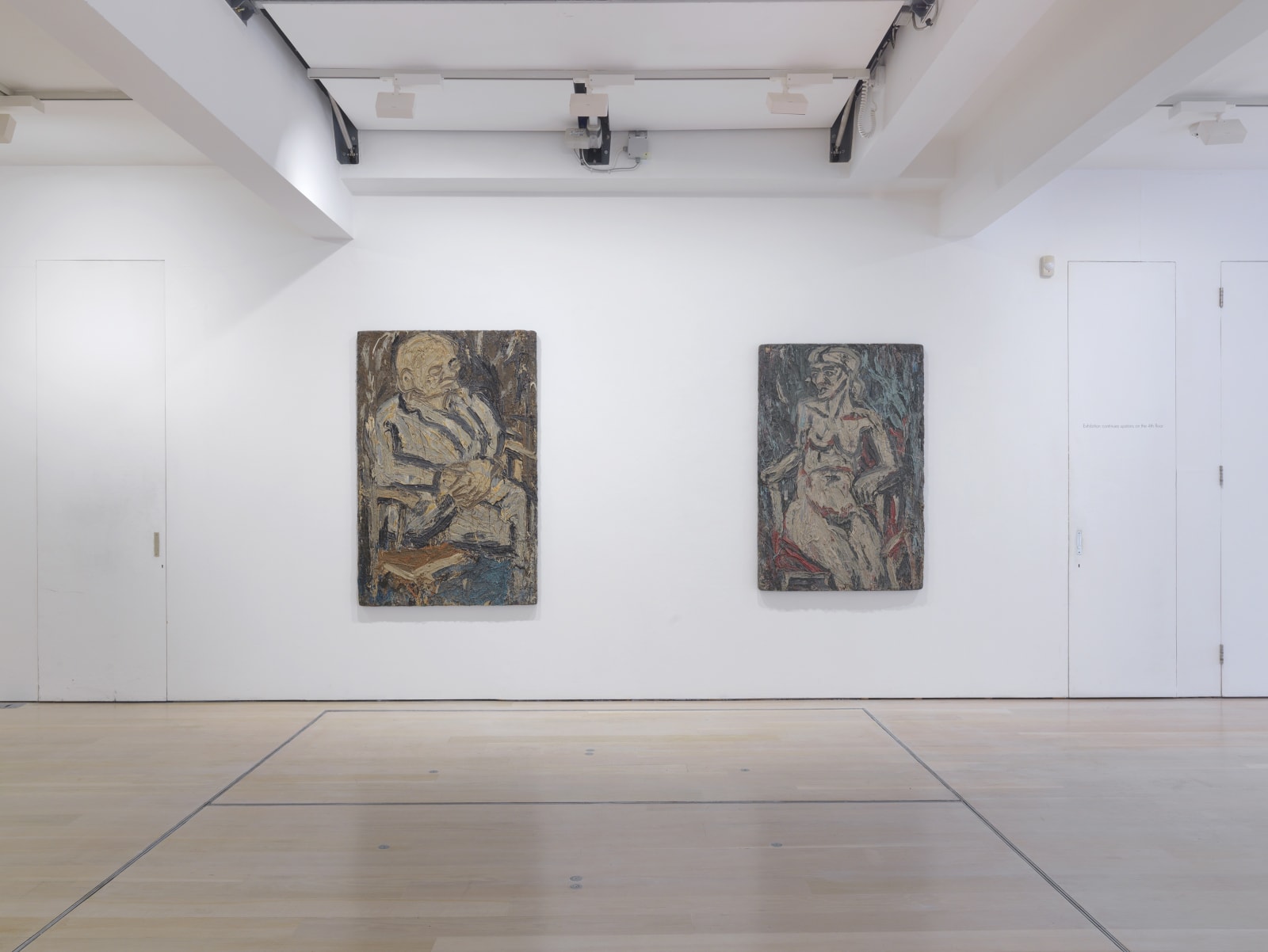 installation shot of the exhibition Leon Kossoff: A Life in Painting at Annely Juda Fine Art 2021