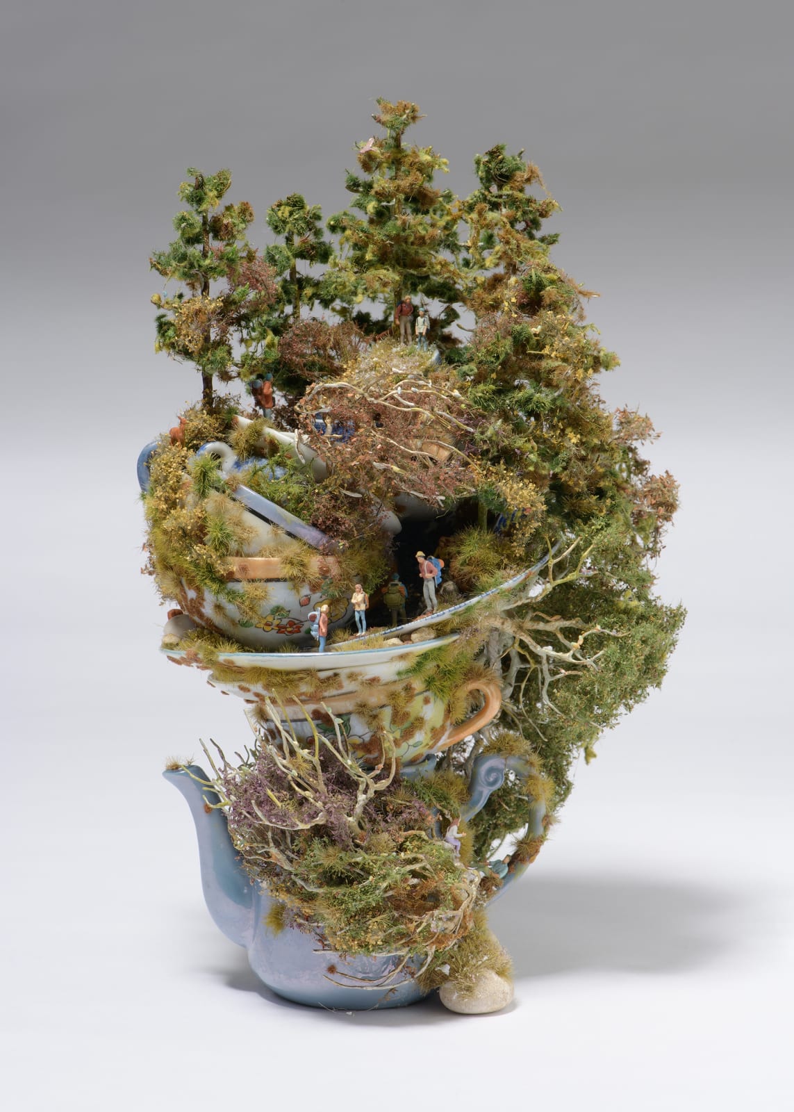 Kendal Murray ‘Keen Eyed Applied, Hillside Confide’, mixed media assemblage with tea set, 31.5 x 20.5 x 19 cm, 49...