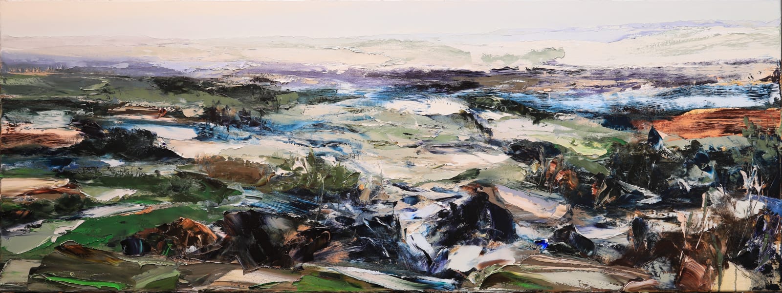Aaron Kinnane Coming Home to Better Days – Winter Rain, oil on linen, 72 x 192 cm