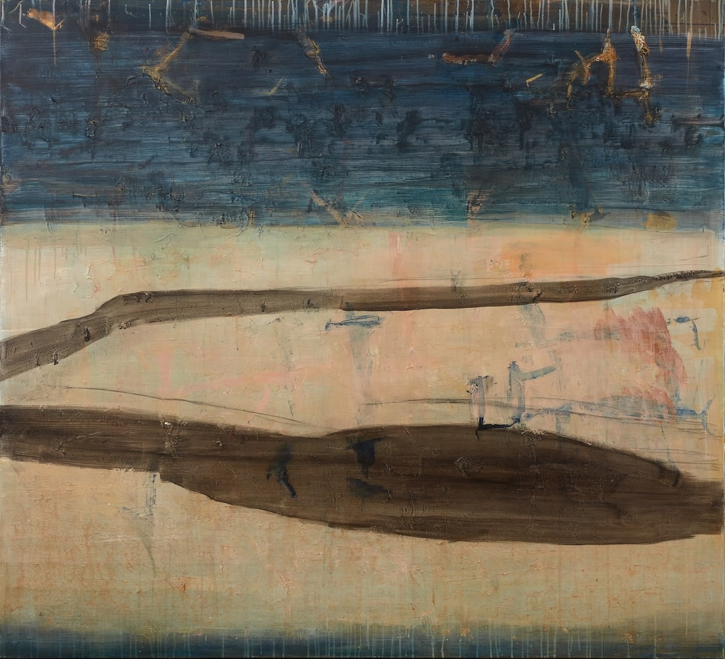 Kate Dorrough The Traversing Ancient River, acrylic on linen, 152 x 167 cm