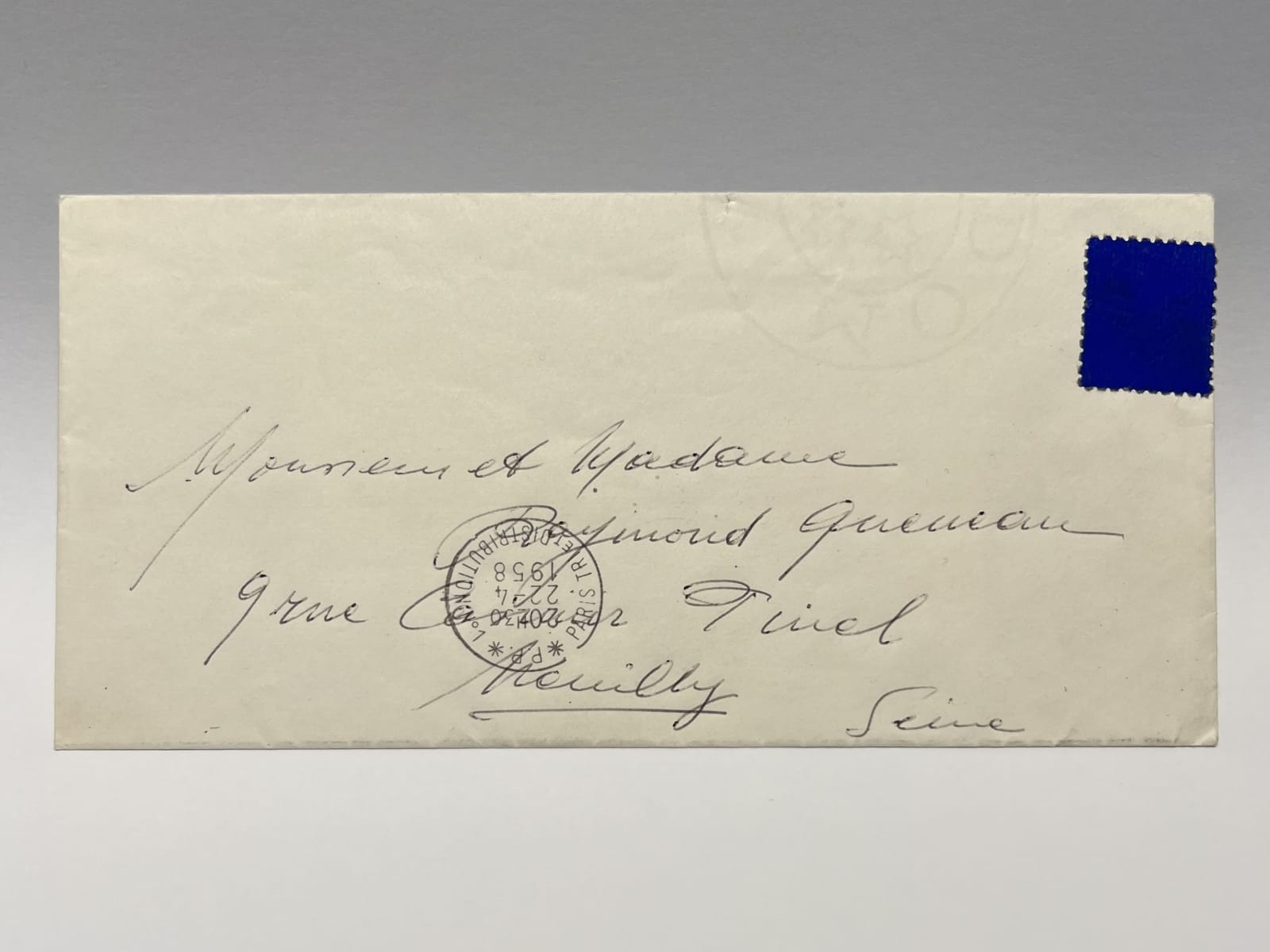 Yves Klein, Envelope with IKB stamp and invitations, 1958