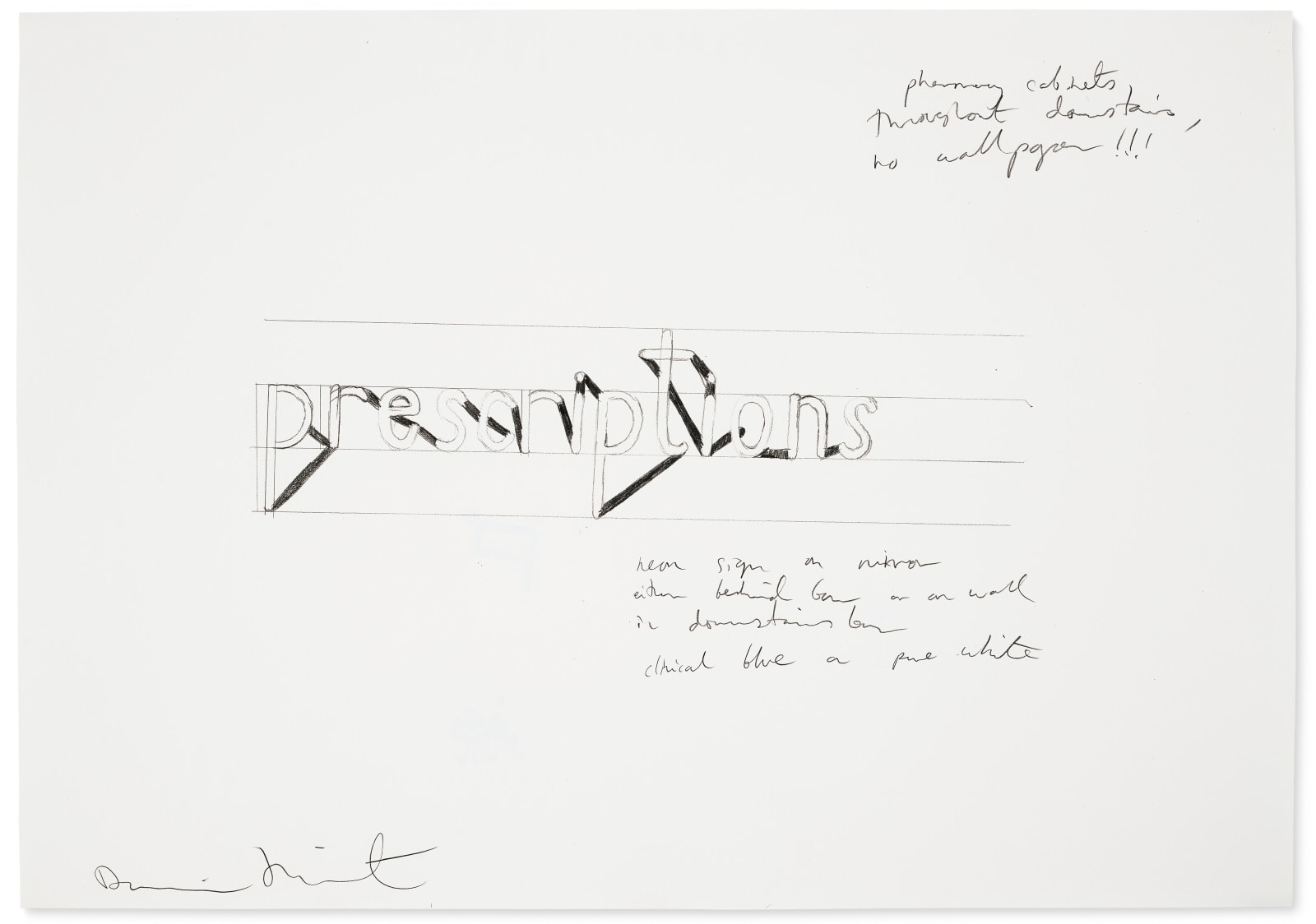 Damien Hirst, Study for Prescriptions Sign Drawing, 1997