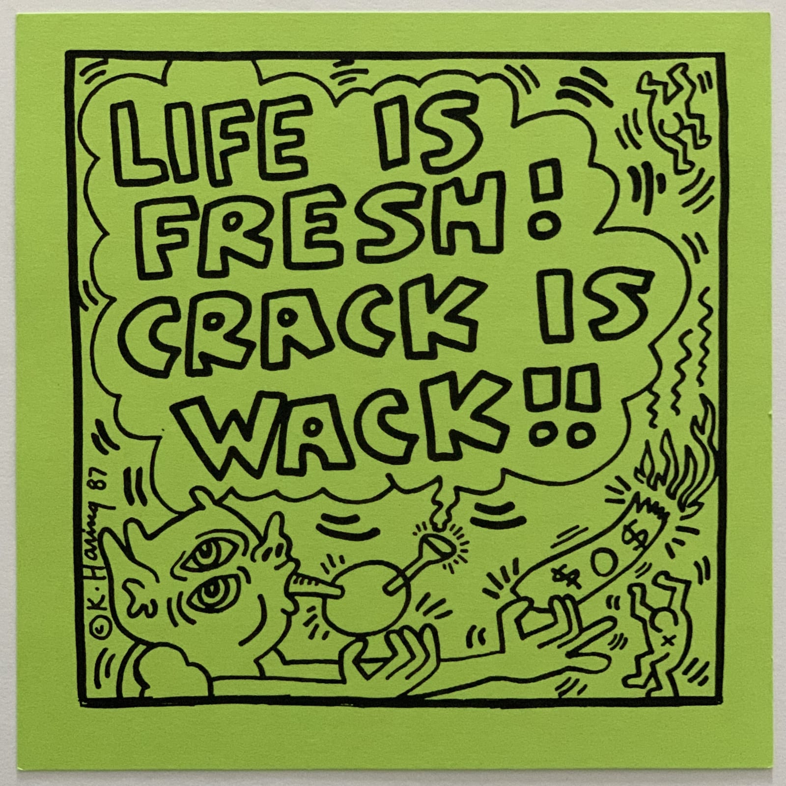 Keith Haring, 'Life is Fresh! Crack is Wack!!' (Pop Shop/Tunnel invitation), 1988