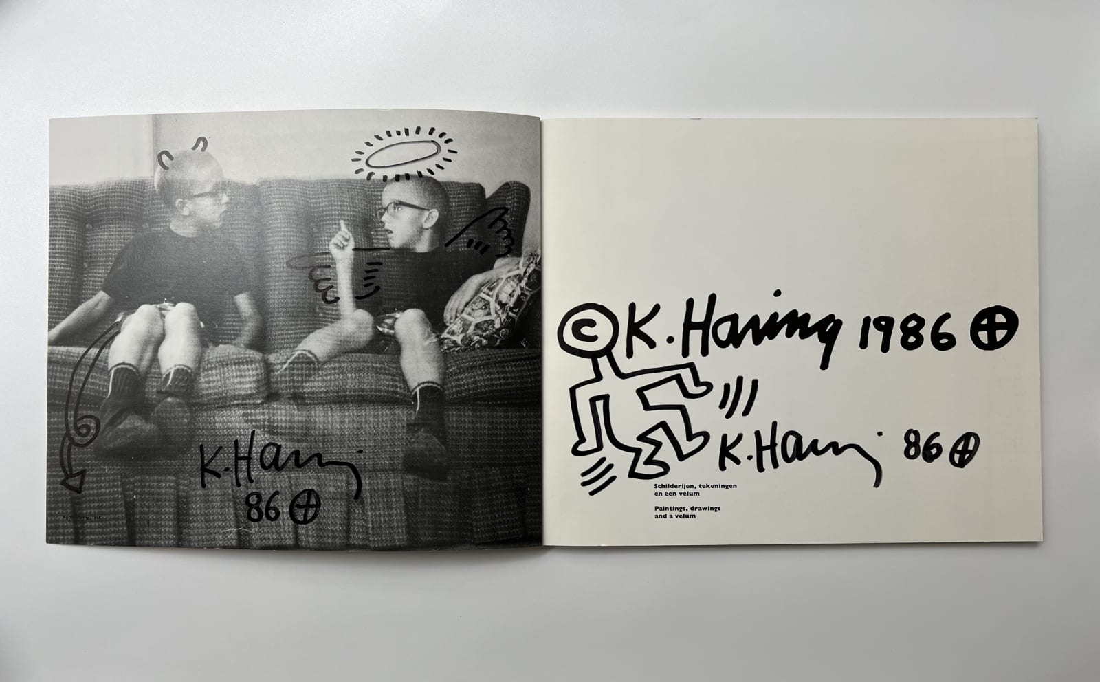 Keith Haring, 'Devil & Angel' (Stedelijk Museum catalogue + original drawings), 1986