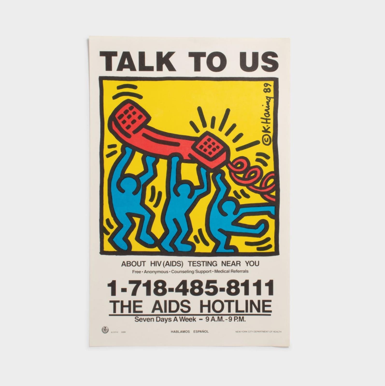 Keith Haring, ‘TALK TO US’ + ‘¡LLAMANOS!’ (1989 AIDS Hotline Campaign Posters), 1989