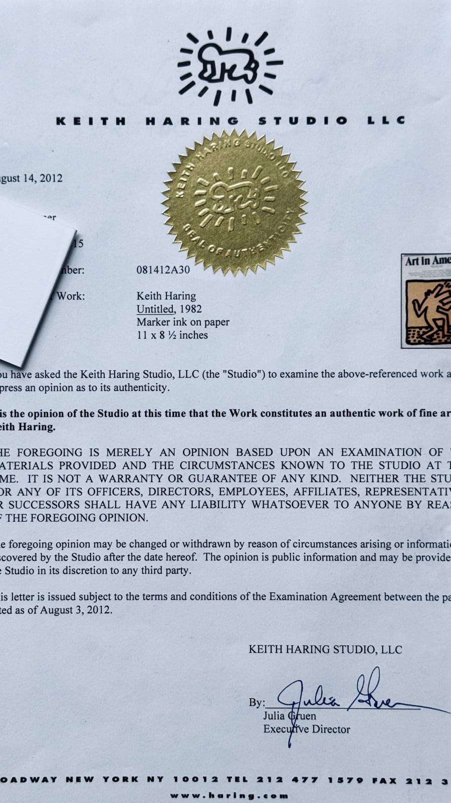 Keith Haring, Untitled ('Barking Dog' - Art in America), 1982