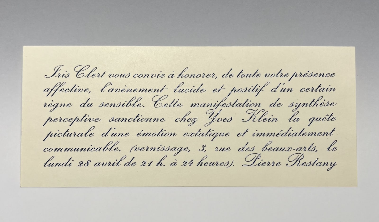 Yves Klein, Envelope with IKB stamp and invitations, 1958