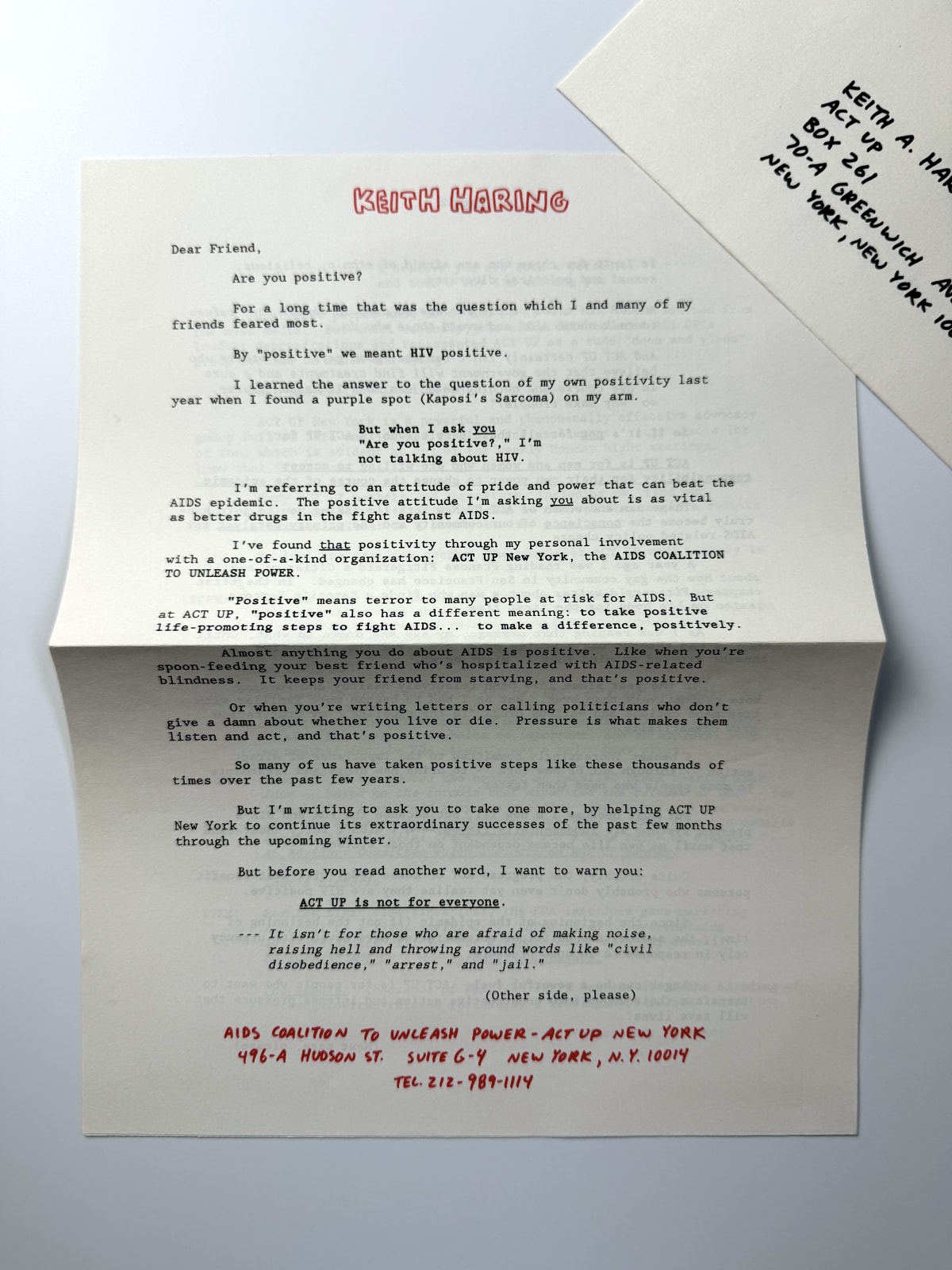 Keith Haring, 'THREE WISE MONKEYS' ('ACT UP' DIRECT MAIL FUNDRAISING PROJECT), 1989