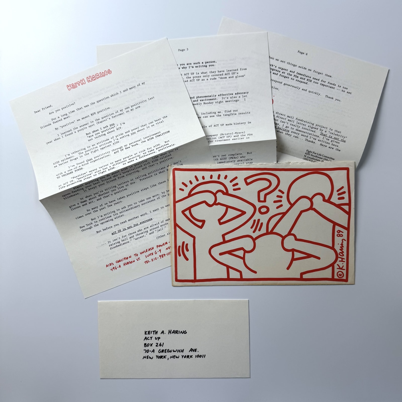 Keith Haring, 'THREE WISE MONKEYS' ('ACT UP' DIRECT MAIL FUNDRAISING PROJECT), 1989