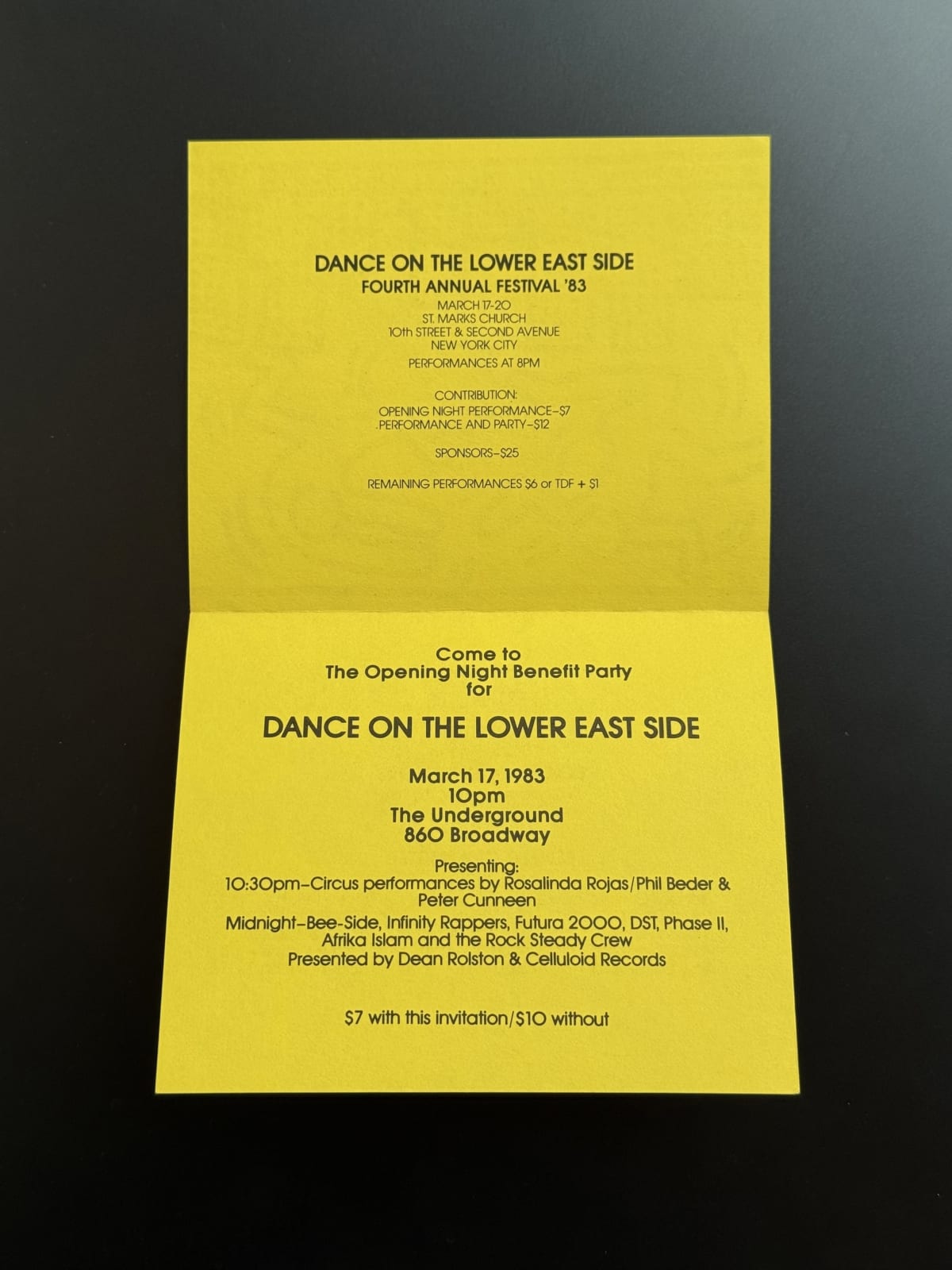 Keith Haring, 'DANCE ON THE LOWER EAST SIDE' (Preview Invitation + Program), 1983
