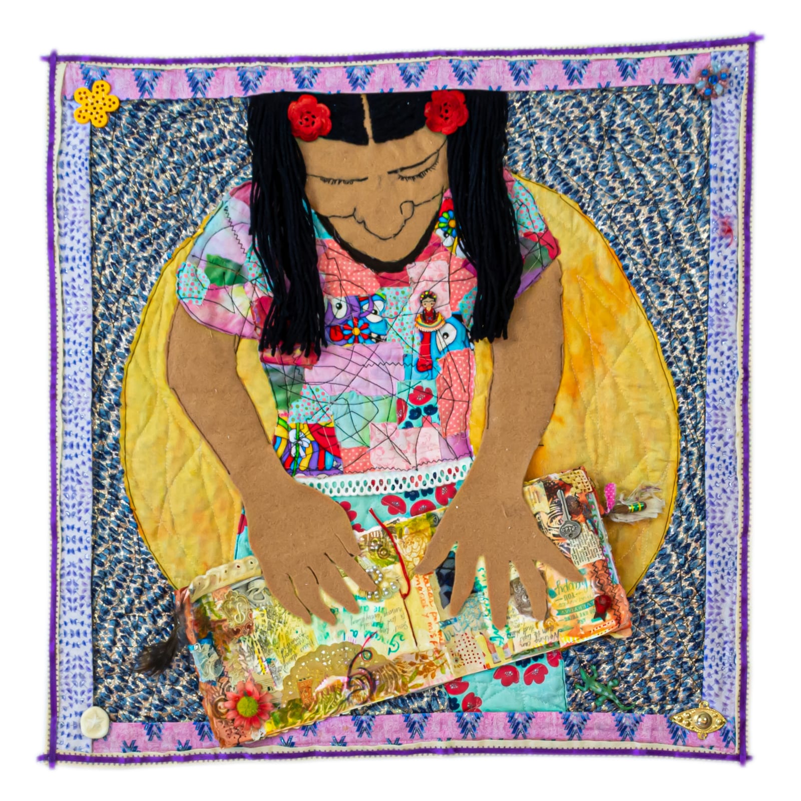 Maria Patiño Gracias a la vida, 2021 Fabric, cotton paper, found objects, and multimedia