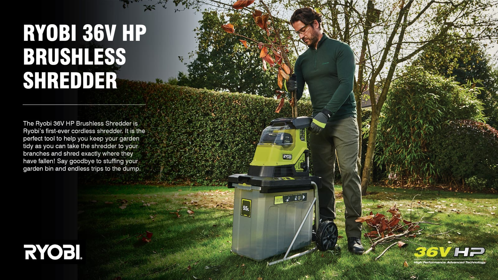 RYOBI 36V HP BRUSHLESS CRUSHING SHREDDER, Techtronic Industries Company Limited / Hong Kong