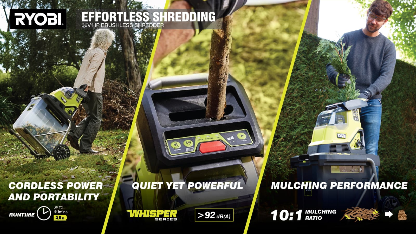 RYOBI 36V HP BRUSHLESS CRUSHING SHREDDER, Techtronic Industries Company Limited / Hong Kong