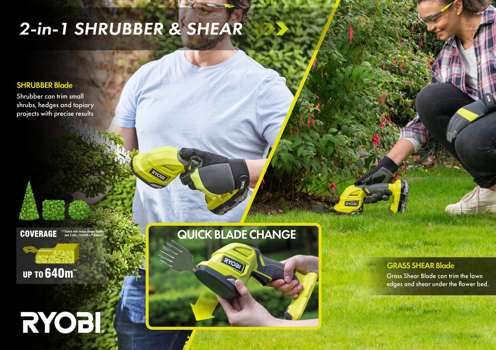 RYOBI ONE+HP 2-in-1 Grass Shear & Shrubber, Techtronic Industries Company Limited / Hong Kong