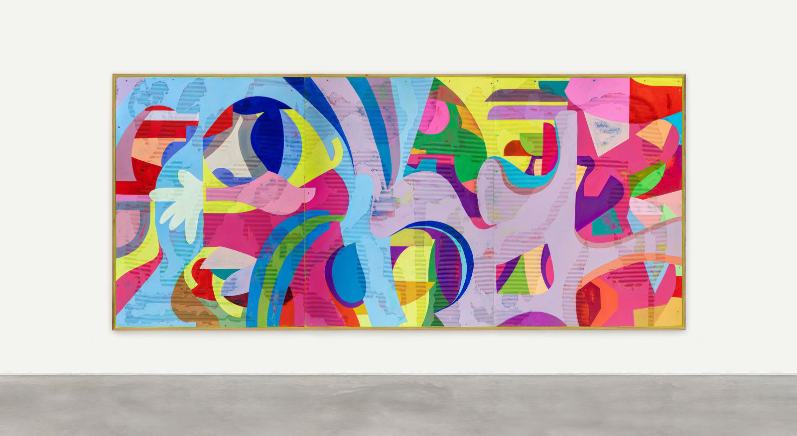 Dance, 2022, acrílica sobre chapa duplex de papel kraft ondulado, 200 x 450 cm