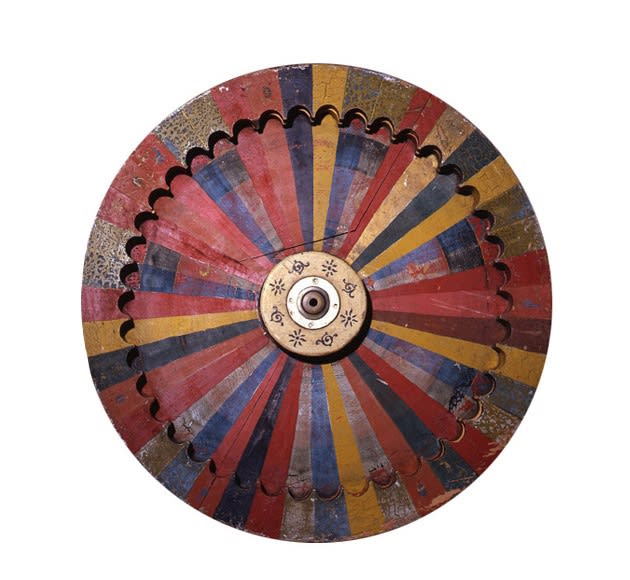 Artist Unknown Carnival Gaming Wheel, ca. 1920-25 Wood with polychrome 24 in. in diameter (61 cm.).