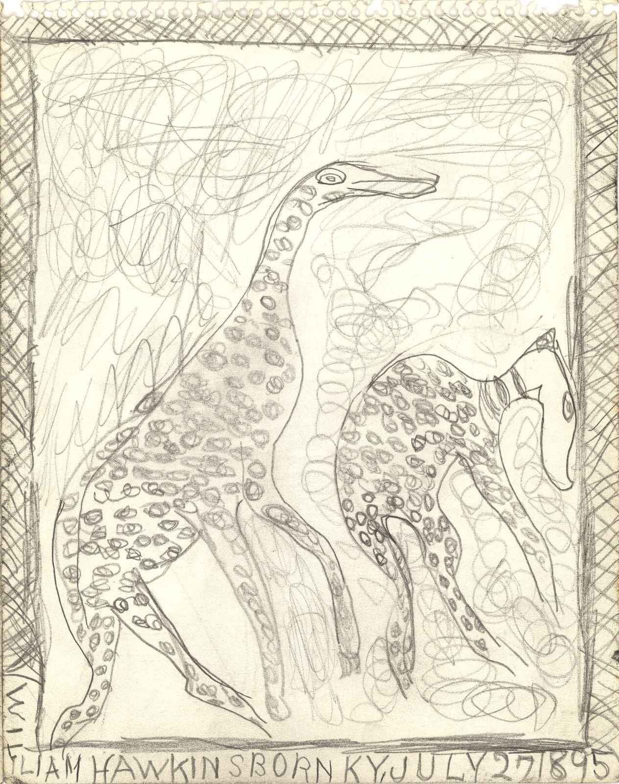 Two Giraffes Graphite on paper 14 x 11 in. (35.6 x 27.9 cm) (WH 439)