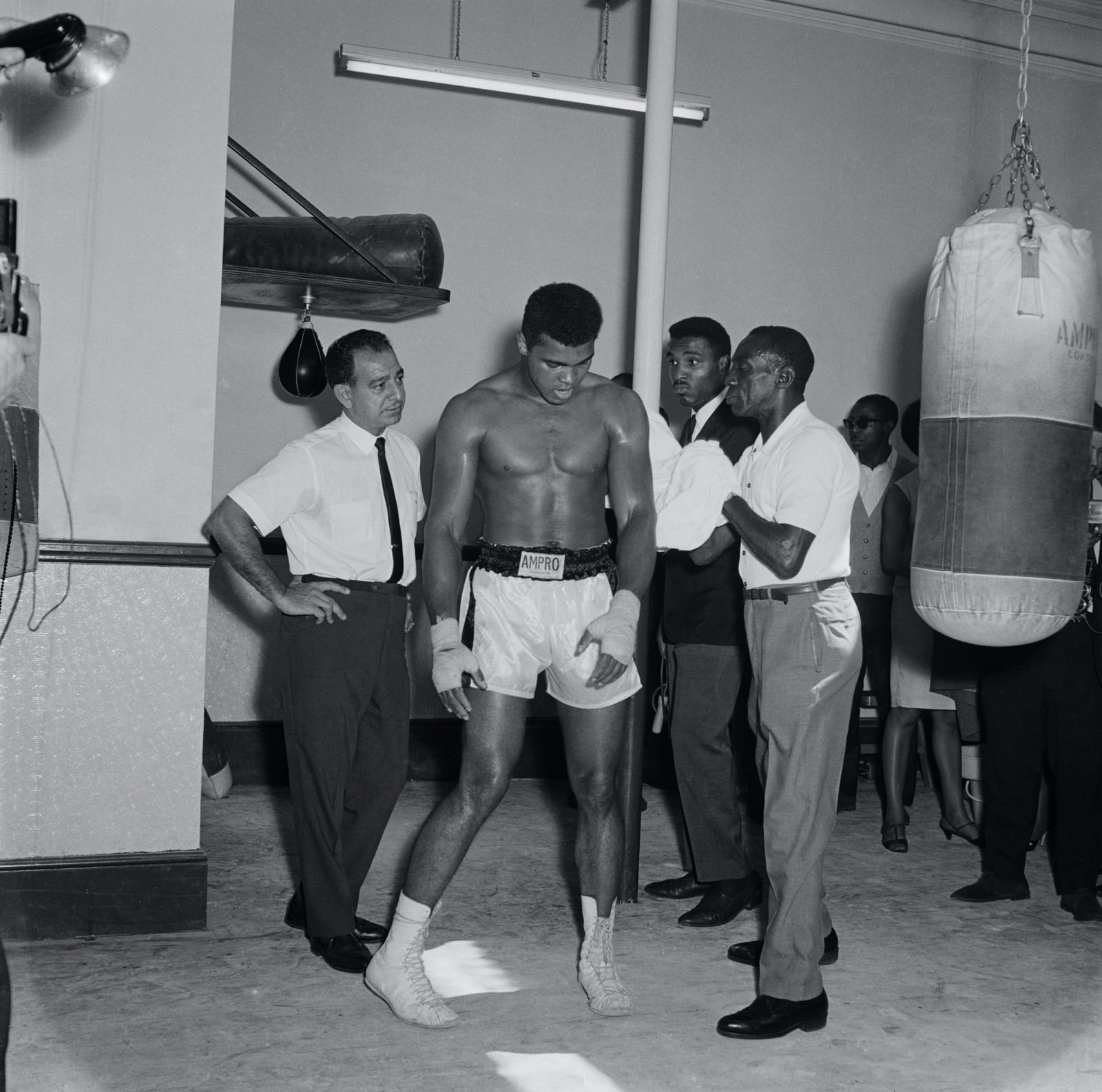 James Barnor, Mohammed Ali, Trainer Angelo Dundee and coach, Eddie Futch, fight against Brian London, Earls Court, London, 1966