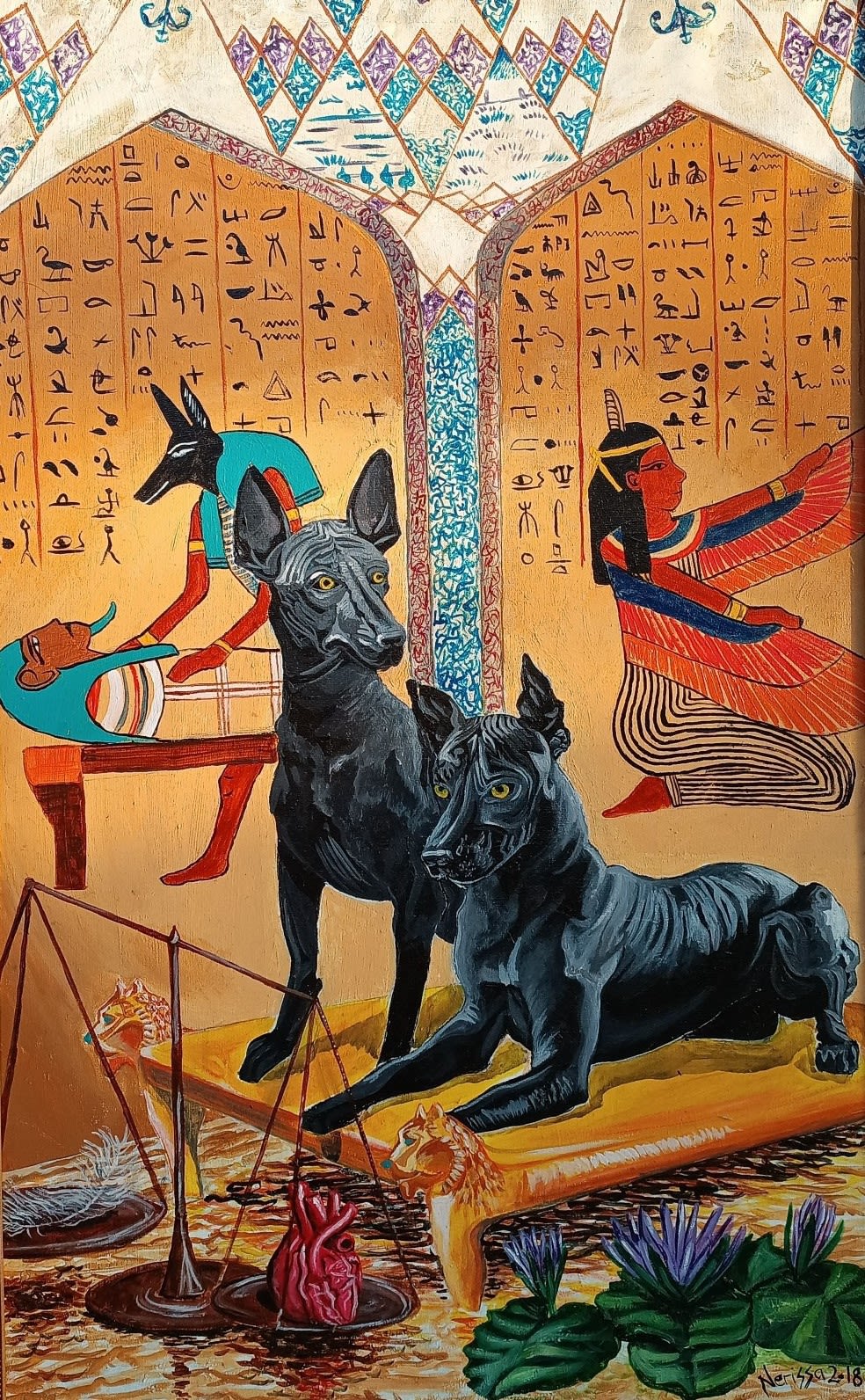 Anubis Judging the Heart of the Dead, 2018 Acrylic on canvas 50 cm X 80 cm US$ 2,500