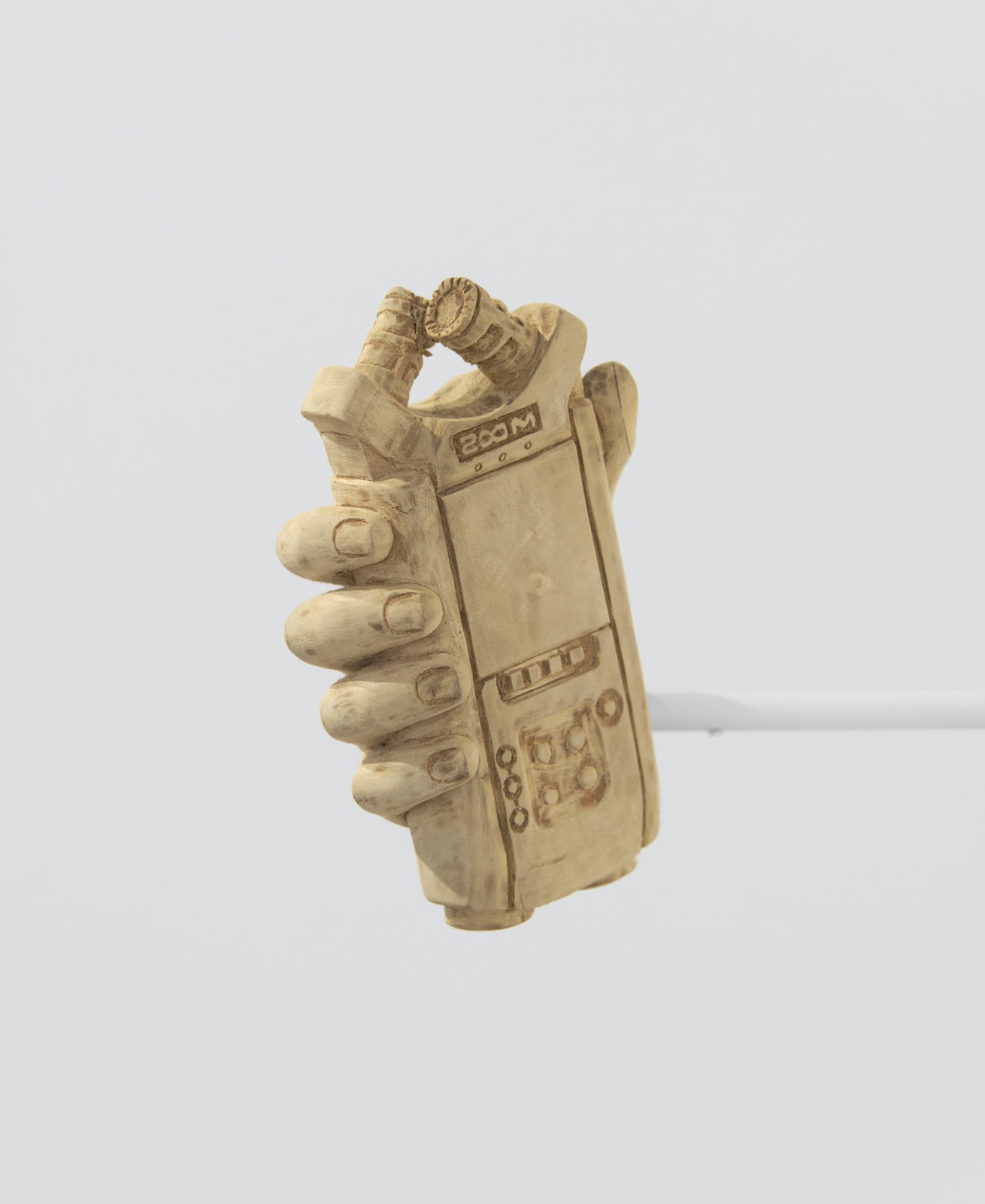 Hand Holding Audio Recorder, 2018 3D print duplicated in Santol wood, 16.4 x 22.3 x 11 cm