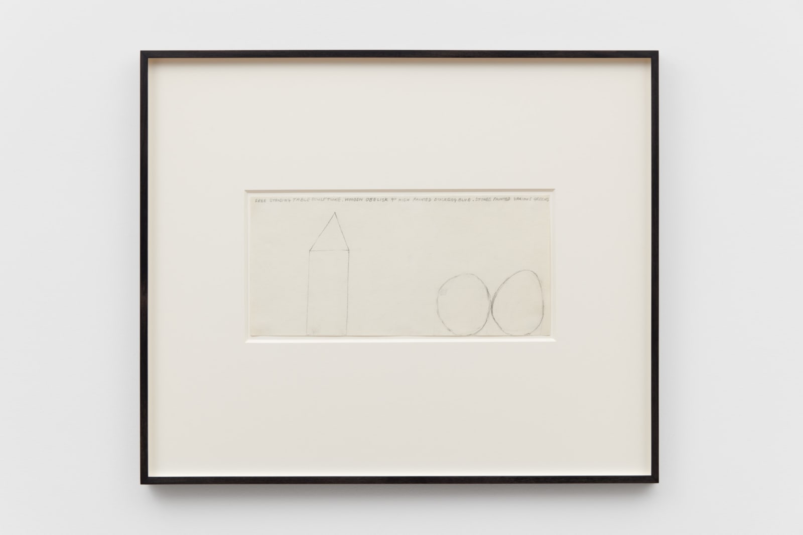 Free standing table sculpture, wooden obelisk, 1963 titled recto pencil on paper 16.5 x 35.5 cm. 6 1/2 x 13 49/50 in.