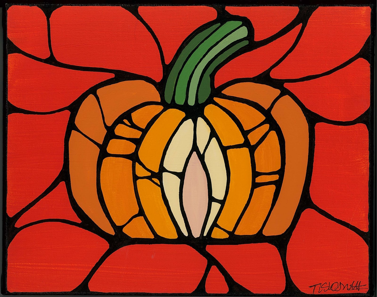 A pumpkin with red background