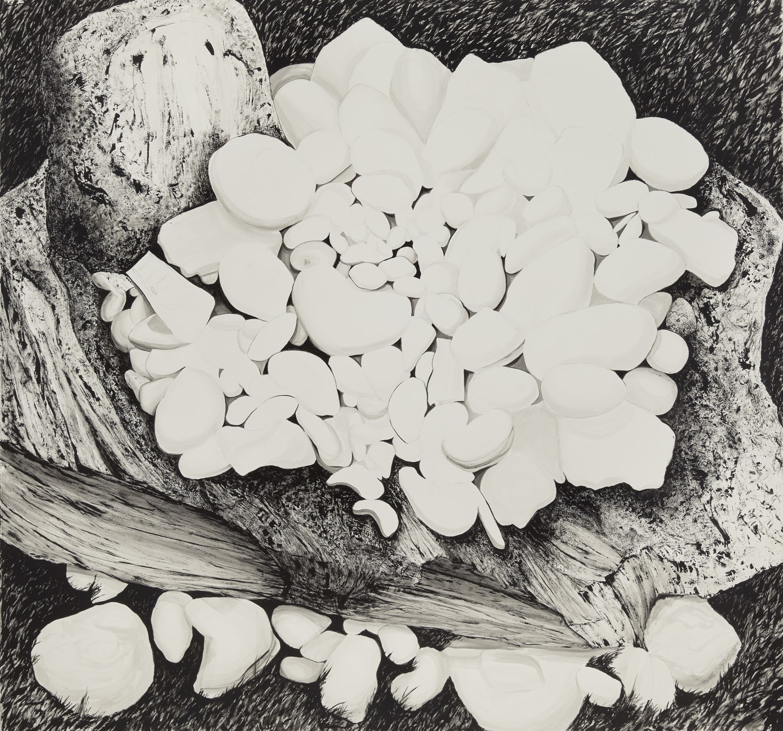 Black and white acrylic work