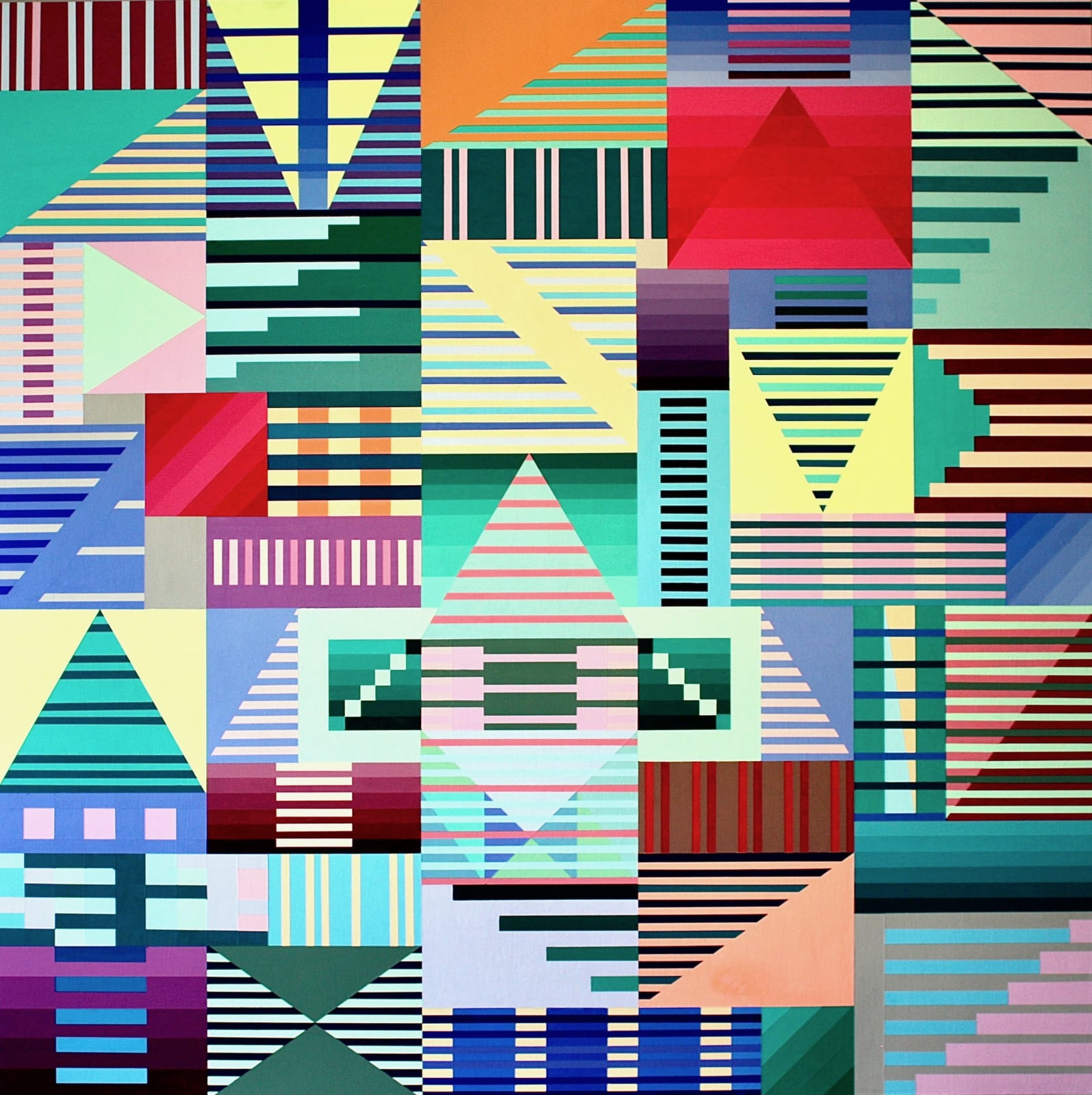colorful geometric abstract acrylic gouache painting