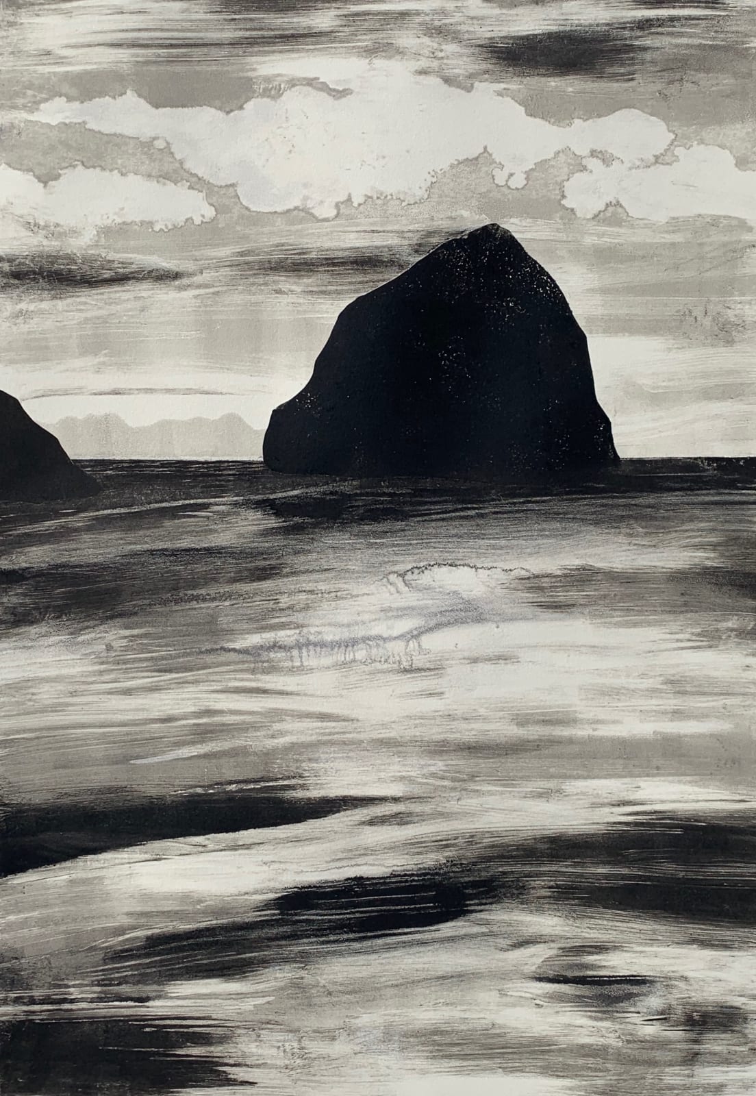 Black and white monograph of a rock