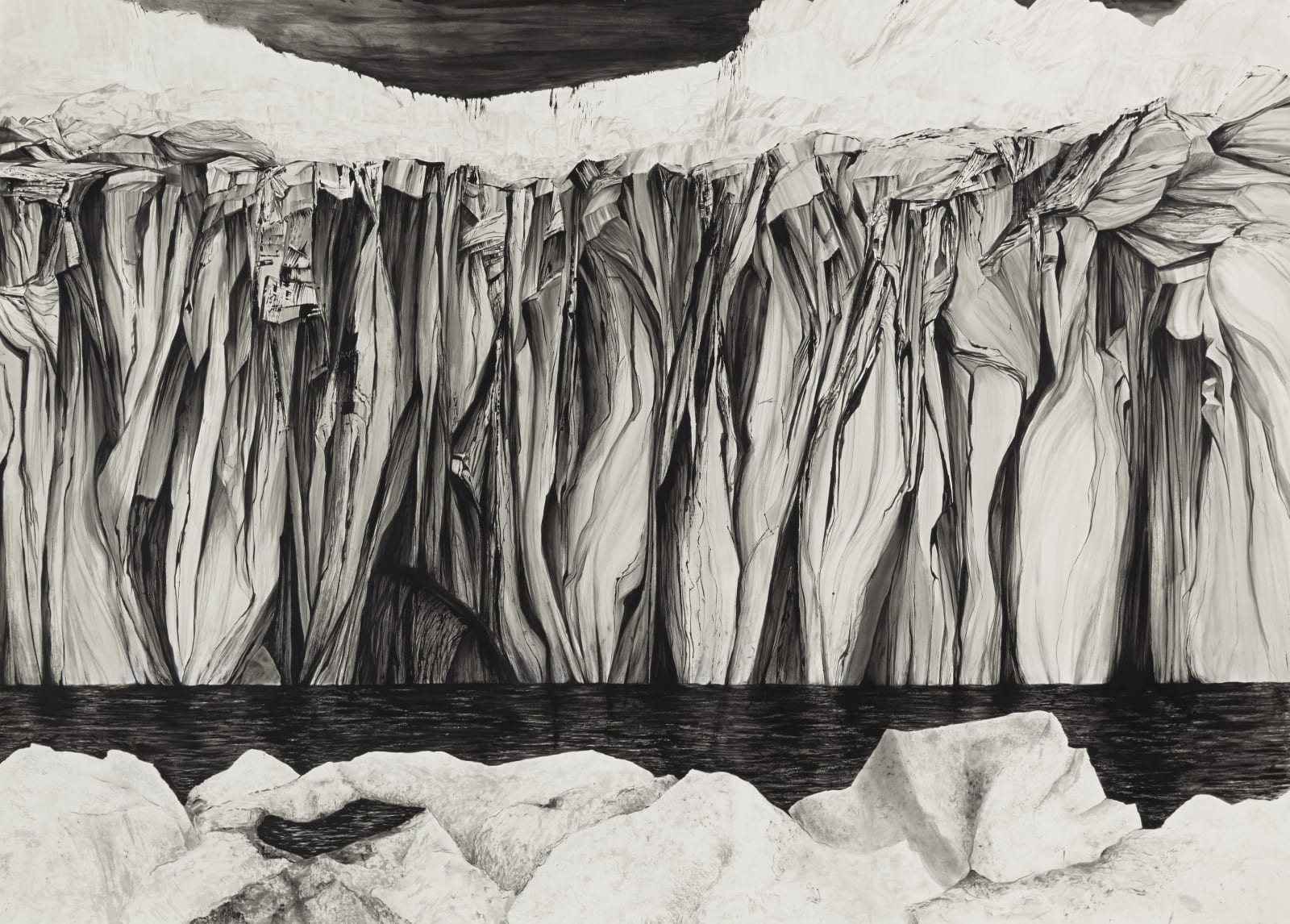 Black and white acrylic work