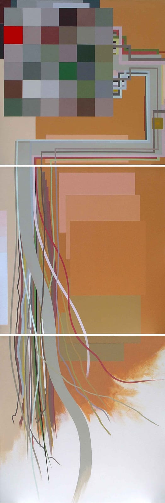 Acrylic painting of squares and forms.