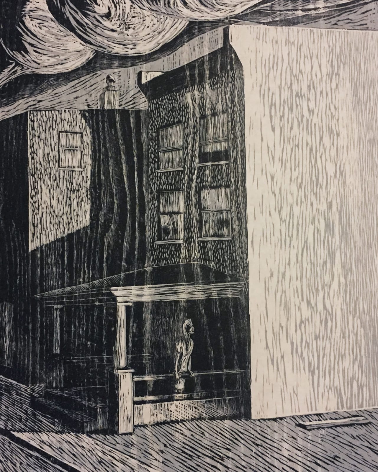 Black and white woodcut