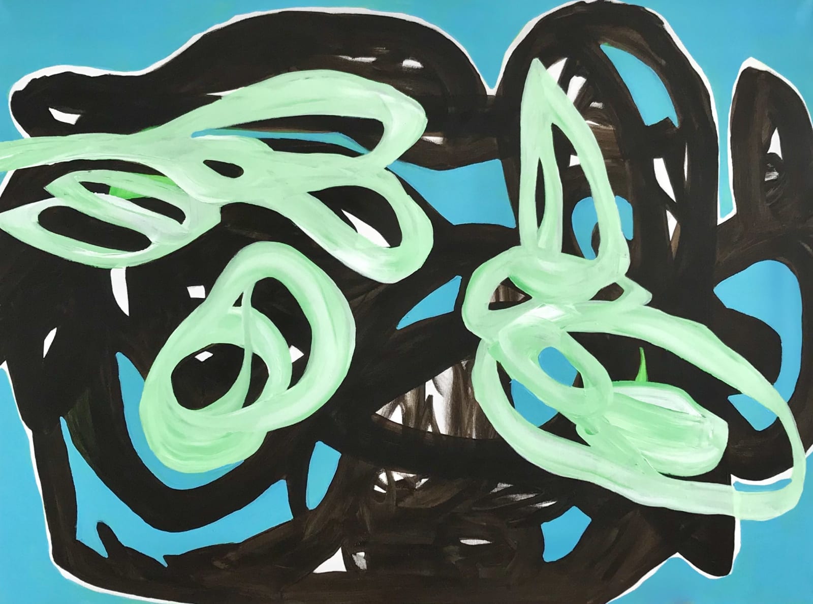 black green cyan abstract acrylic painting
