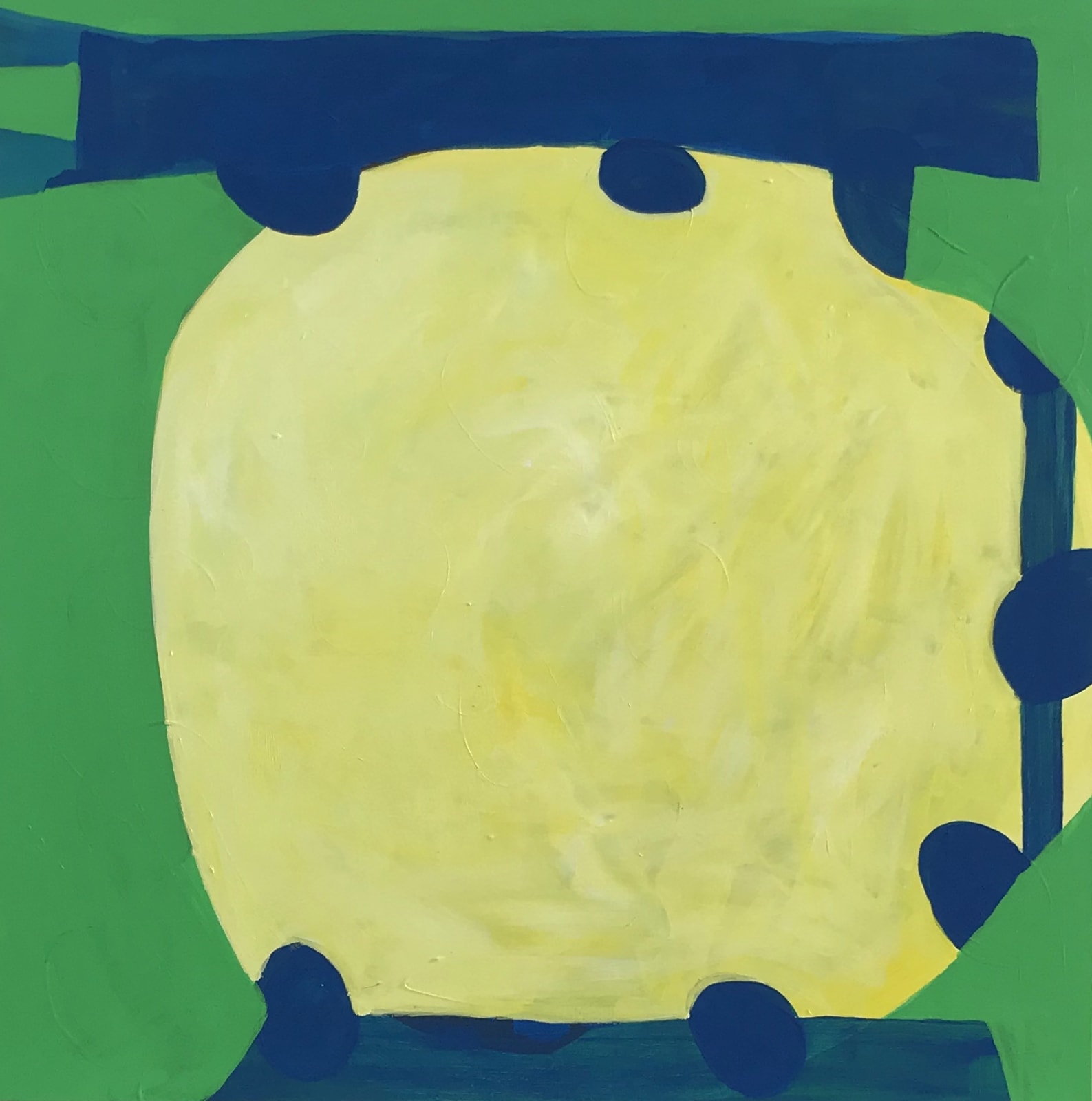 yellow navy green abstract acrylic painting
