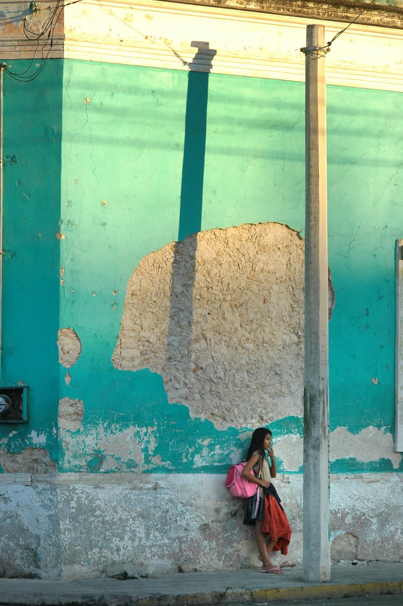 color photograph figure in landscape schoolgirl yucatan