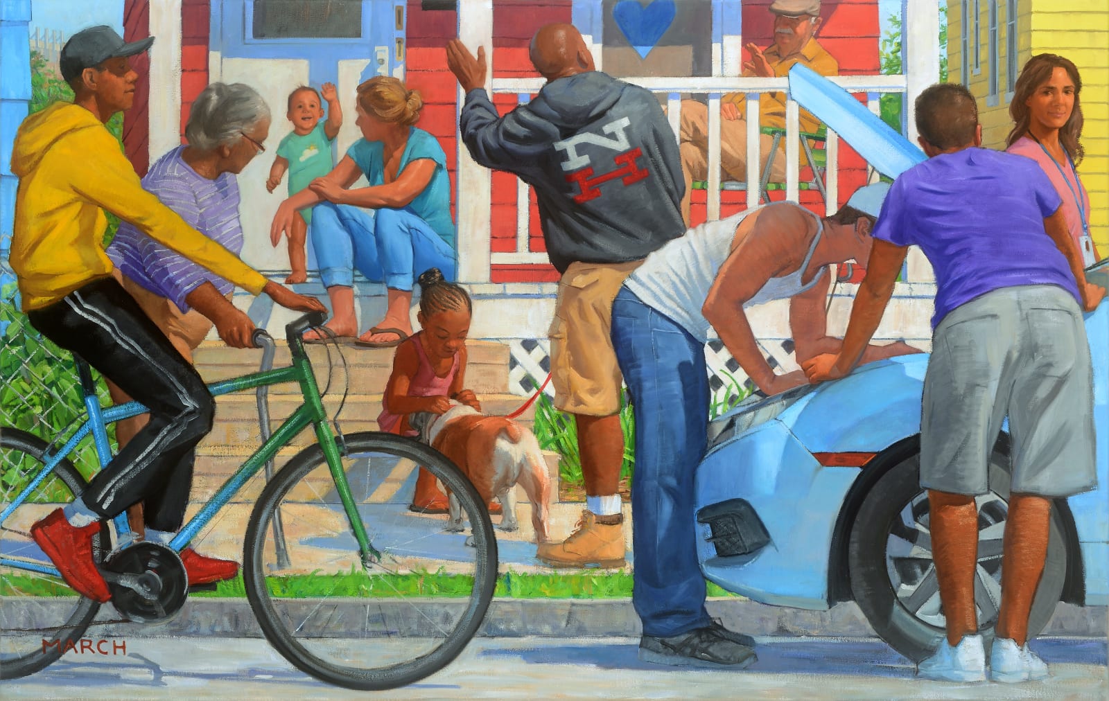 Painting of a neighborhood scene