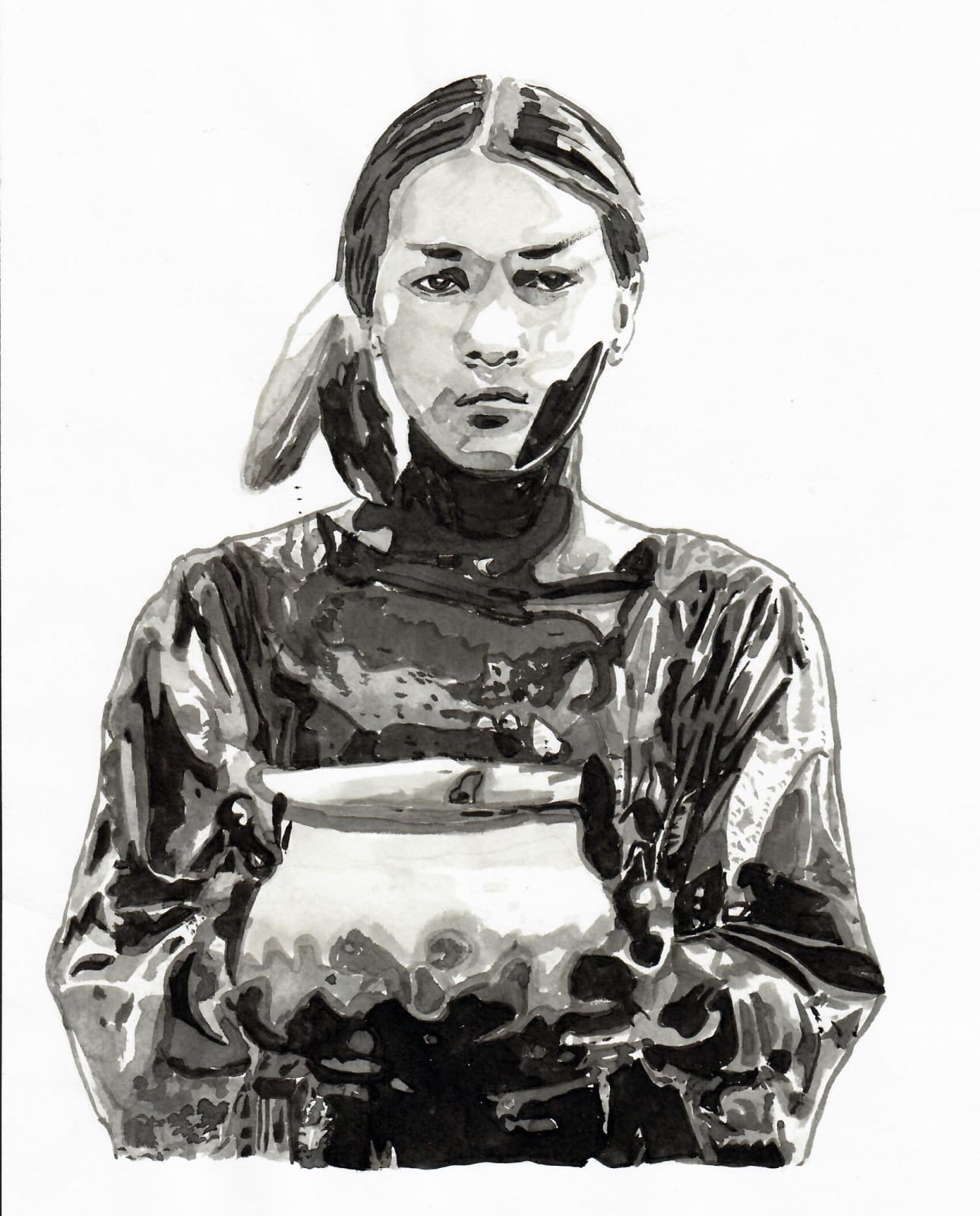 Black and white image of Autumn Peltier