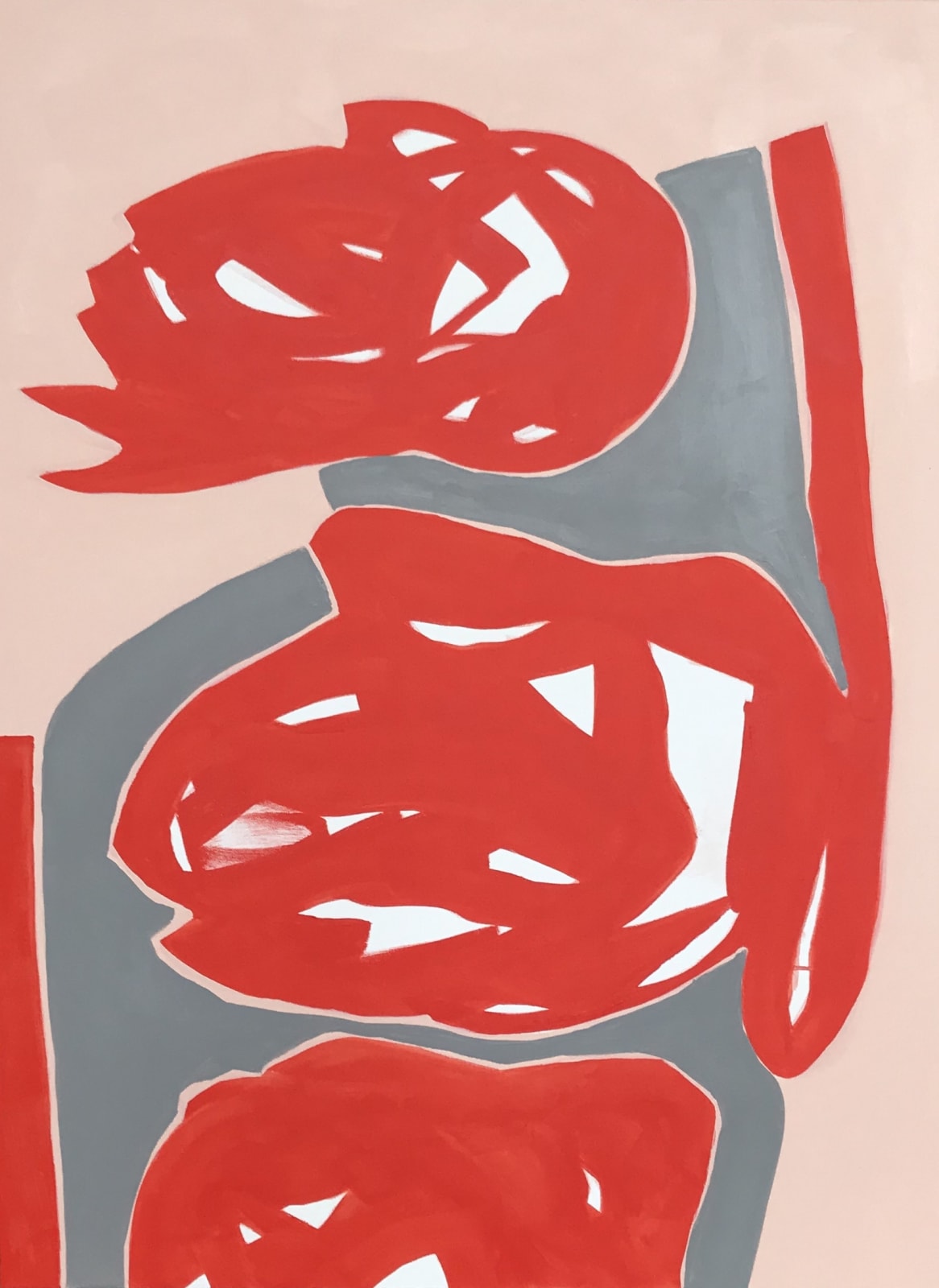 pink red gray abstract acrylic painting