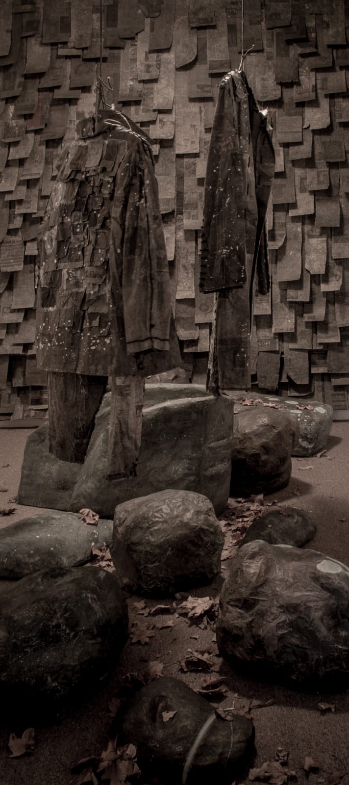 An installation of various materials