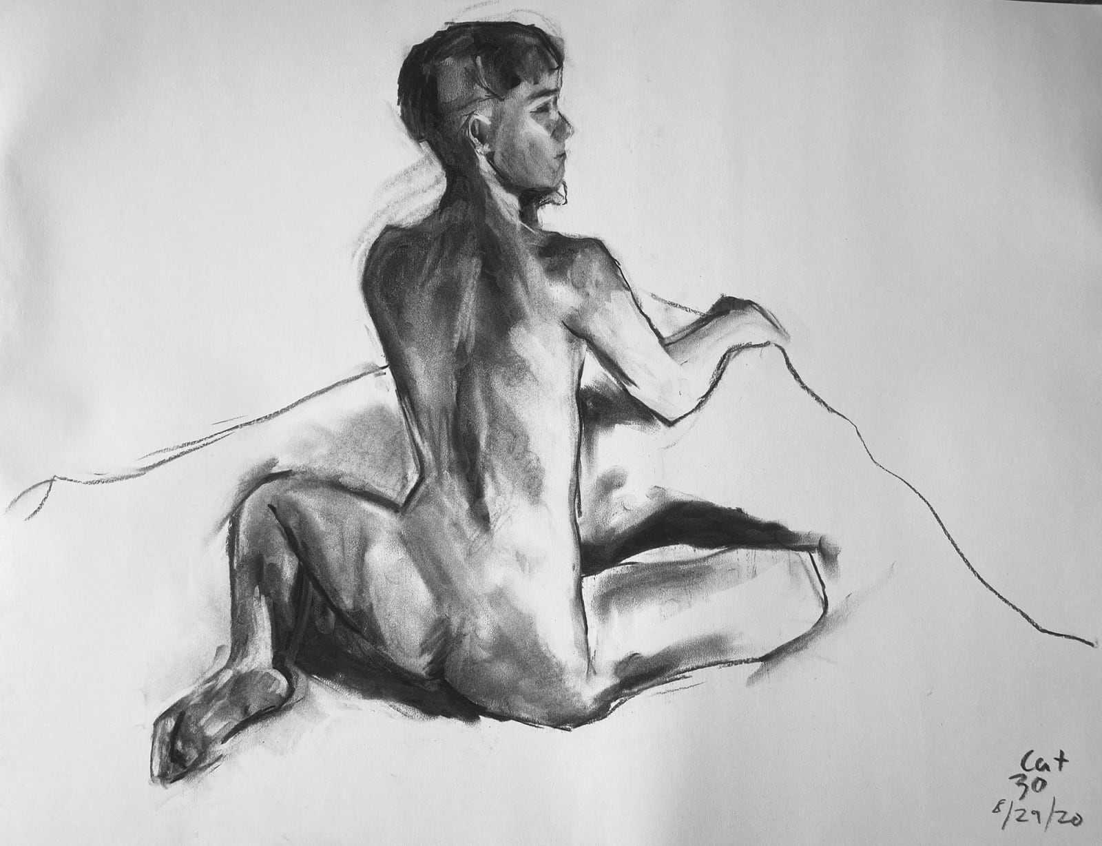 Drawing of a nude figure