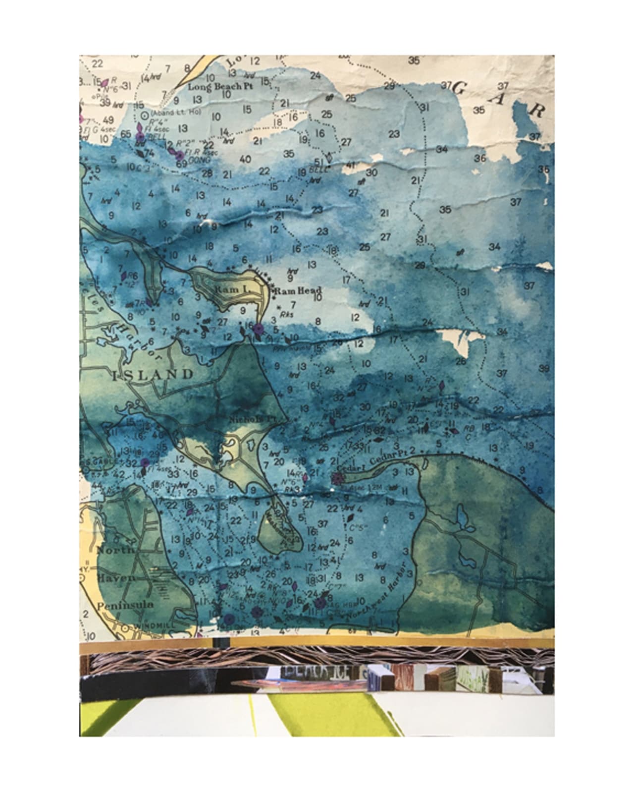 watercolor nautical chart paper abstract color painting