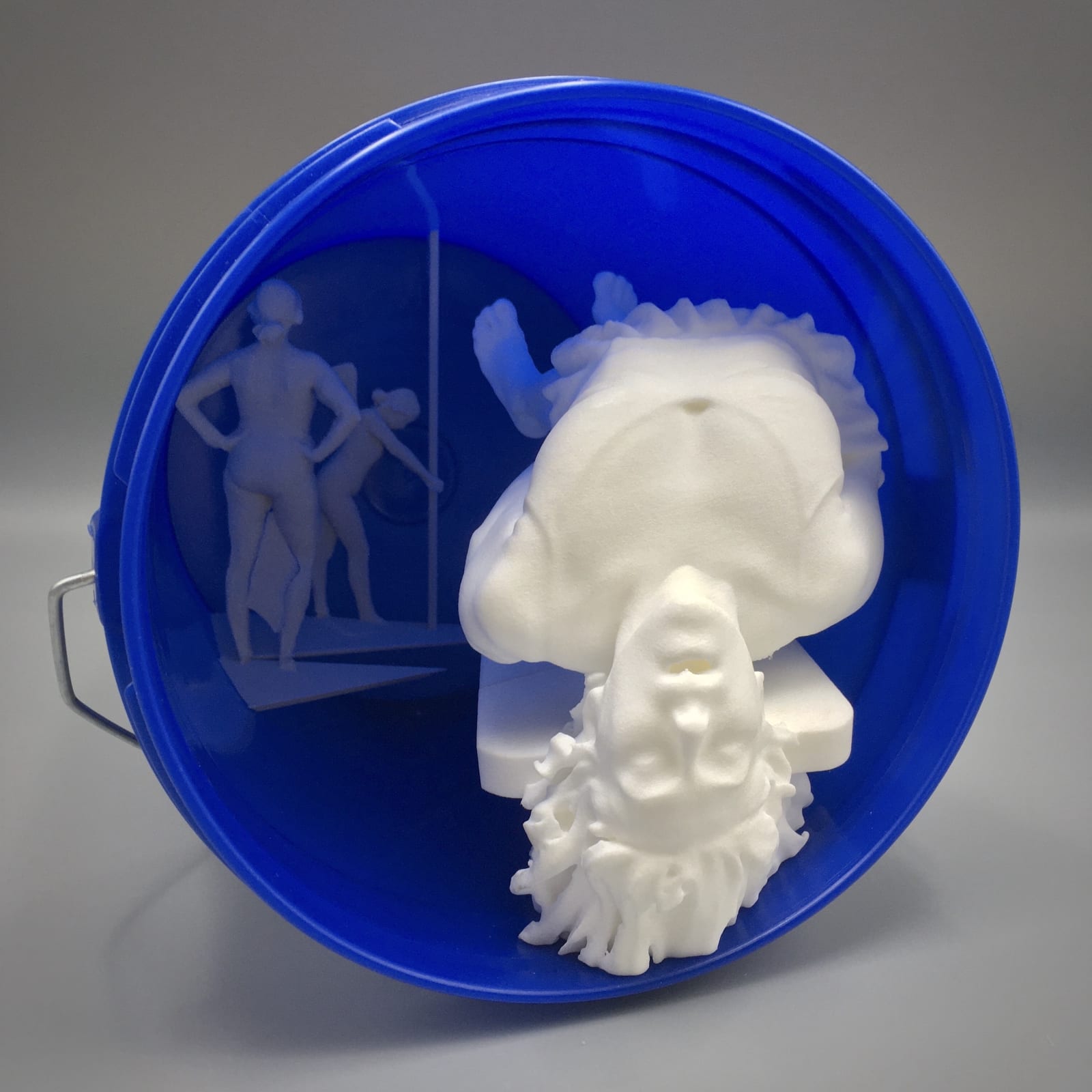 Three dimensional scene of a man upside down