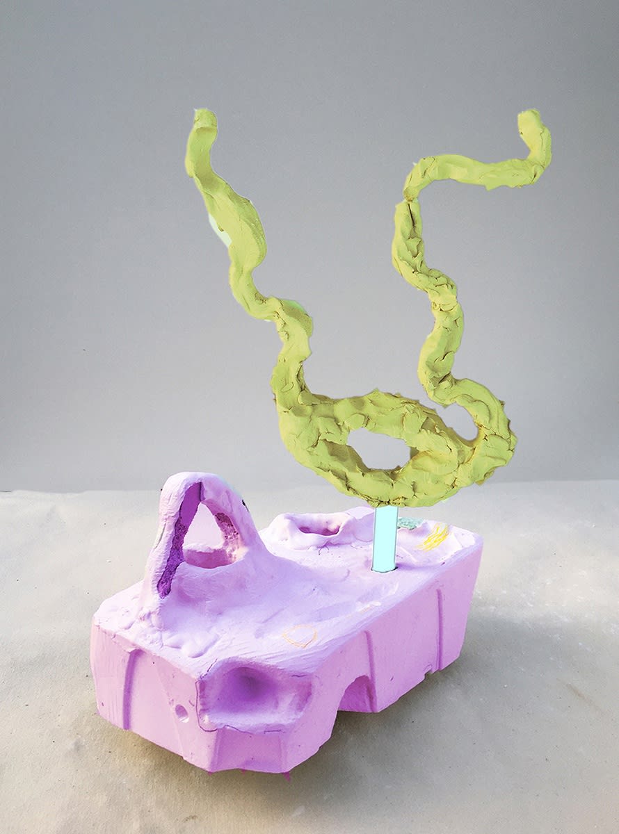 purple neon green abstract sculpture