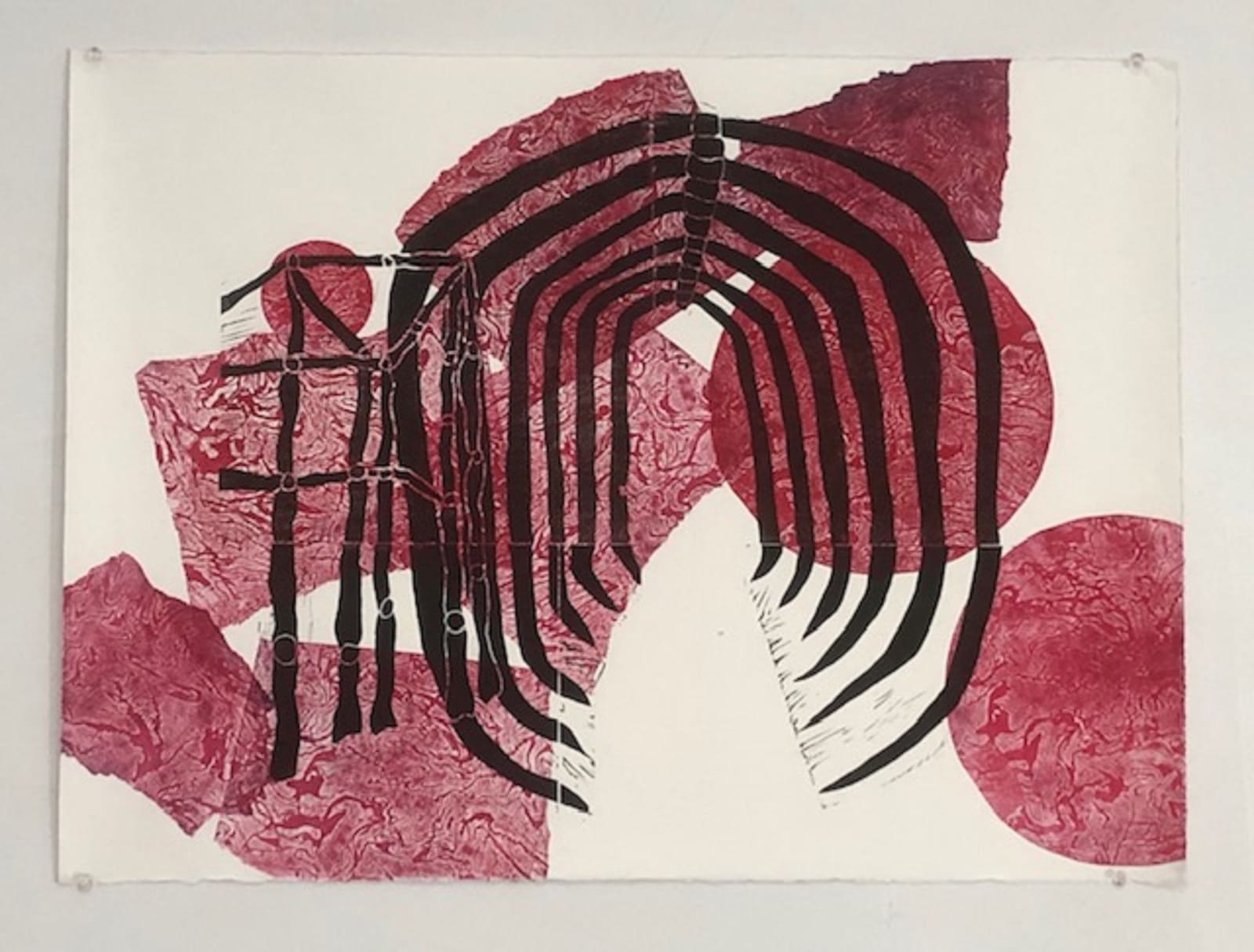 Black, white, and red print