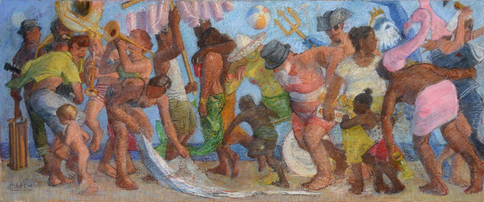 Painting of gathered figures