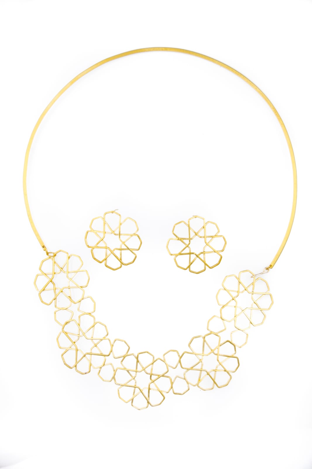 A set of earrings and a necklace