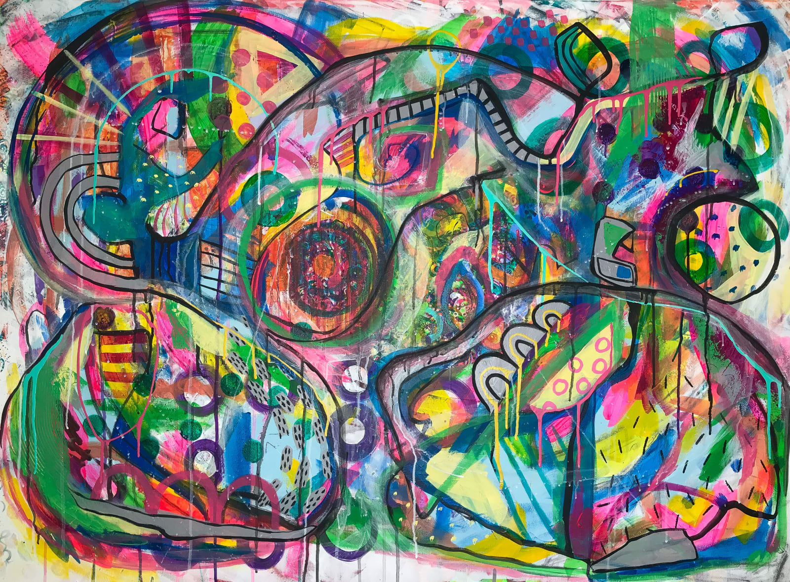 colorful contrast abstract figurative acrylic painting